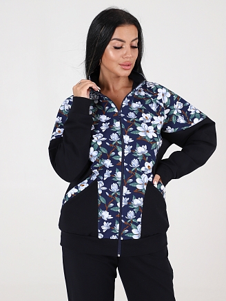 Женский костюм футер КФ-215 / Темно-синий - жасмин