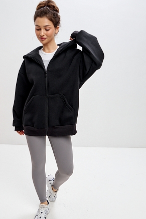 Женская толстовка Сова / Черный макси