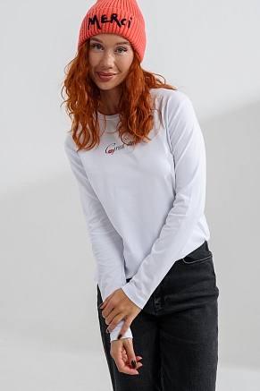 Женский лонгслив 8513 / белый+girl