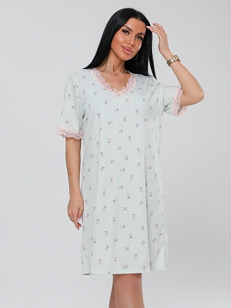 Женская сорочка Сор-26(Л) / Мятный (цветы)