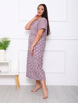 Женская ночная сорочка М-090 / верба бежевая