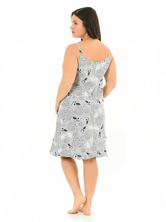 Женская ночная сорочка М-089 / розы серый