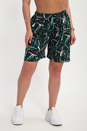 Шорты женские Цветник / Изумрудный макси