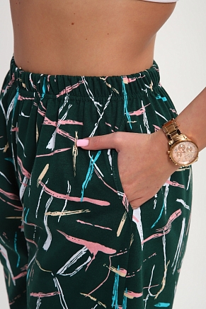 Шорты женские Цветник / Изумрудный макси