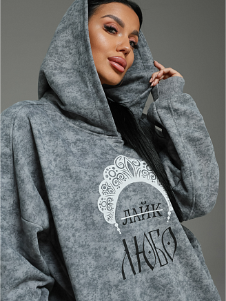 Женское худи Яхонт / Светло-серый варенка