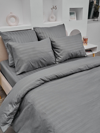 Пододеяльник микрофибра страйп / Светлый серый