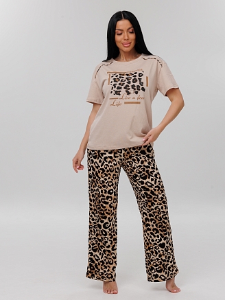 Женский костюм К-220(К) / Темно-бежевый (леопард)