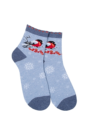 Женские носки стандарт Снегири (набор 3 пары) / голубой, бордо, джинс