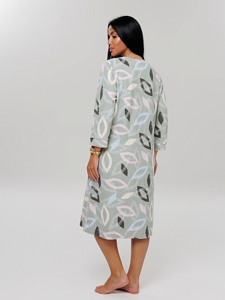 Женский халат Х-80(М) / Серо-зеленый (узоры)