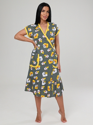 Женский халат Кимоно ХК-671 / Табак желтый