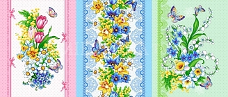 Набор полотенец вафельное полотно 3 шт. / Весенний букет