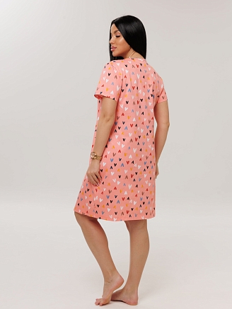 Женская сорочка Сор-103(К) / Коралловый (сердечки)