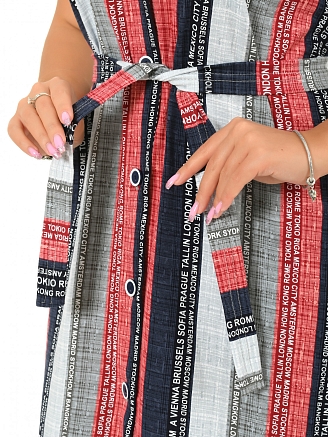 Женский халат М-120 / полоса красный