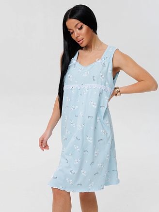 Женская сорочка Сор-15(К) / Нежно голубой (цветы)