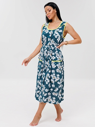 Женский халат Х-137(К) / Петроль (ромашки)