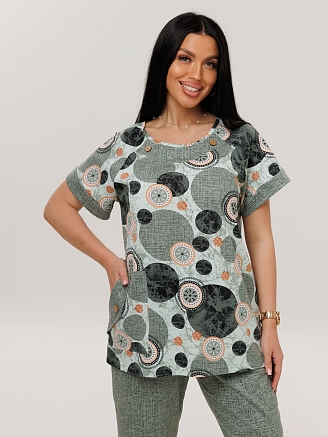 Женский костюм К-119(К) / Светлый хаки (круги)