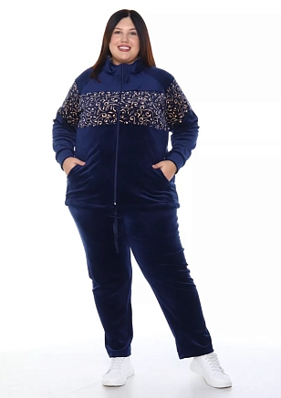 Женский костюм МАКСИ КВ-229 / Синий, завитки