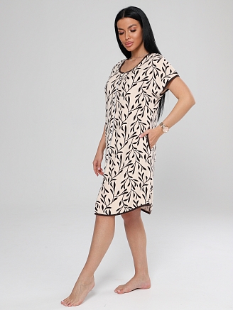 Женский халат Х-144(М) / Молочный (веточки)