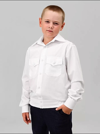 Детская рубашка кадетская (длинный рукав) / Белый