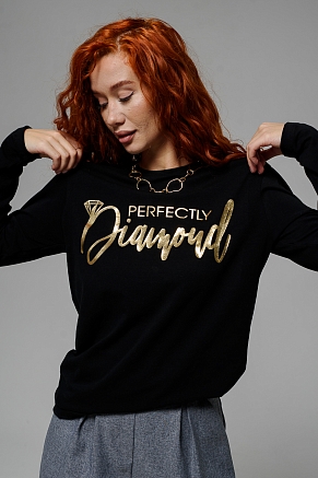 Женский лонгслив 8513/1 / черный+Бриллиант