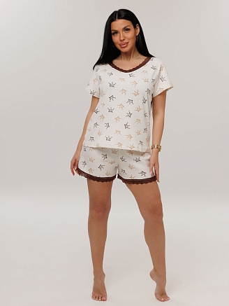 Женская пижама П-115(Трн) / Молочный (короны)