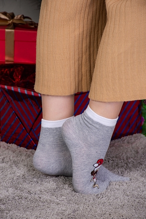 Женские носки  стандарт Символ дружбы (набор 3 пары) / белый, красный, серый