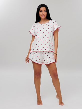 Женская пижама П-110(Л) / Белый (сердечки)