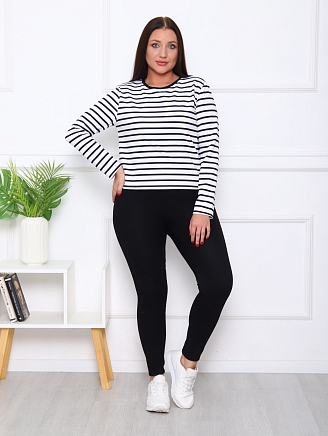 Женский лонгслив М-226 / черная полоса