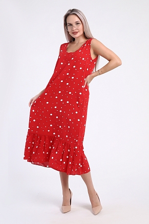 Женский сарафан 725 / Красный горох