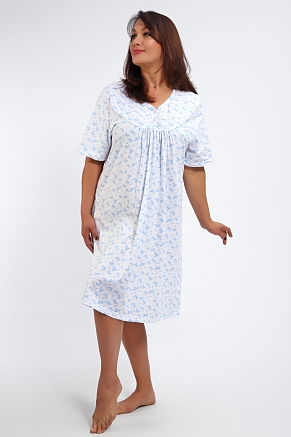 Женская ночная сорочка 88126 / бабочки на белом