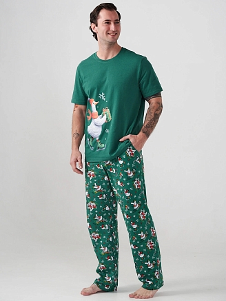 Мужская пижама "Зимние забавы" 2410-К / Зеленый