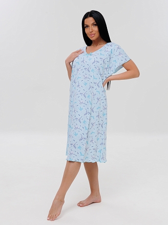 Женская сорочка Сор-73(К) / Голубой (птички)