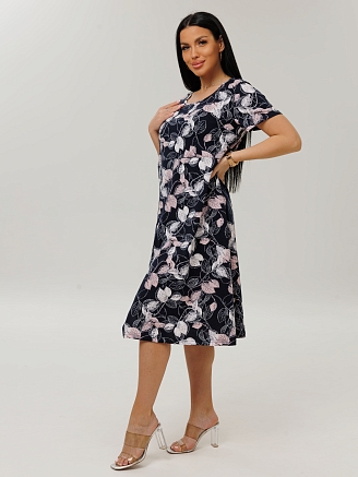 Женское платье Пл-108(К) / Черный (листья)