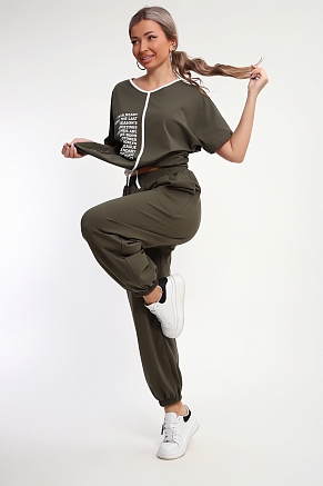 Женский костюм с брюками 85038 / хаки