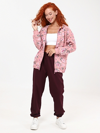 Женский костюм М-1003 / Розовый + бордо