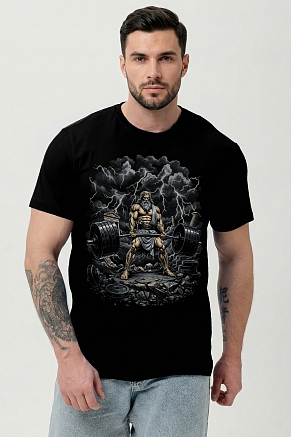 Мужская футболка 8596 / черная+Олимп