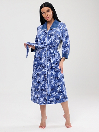 Женский халат ХВ-350 / Перышки на синем