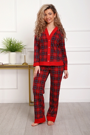 Женская пижама 18062 / красный клетка
