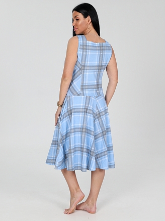 Женский сарафан Клетка СК-336 / Голубая клетка