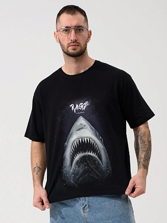 Мужская футболка "Акула" 2437-К / Черный