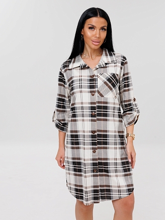 Женский халат Х-150(К) / Коричневый (клетка)