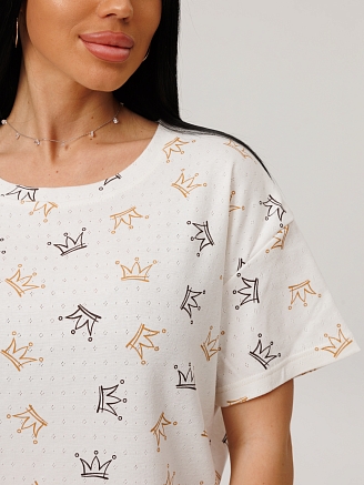 Женская пижама П-98(ТРН) / Молочный (короны)