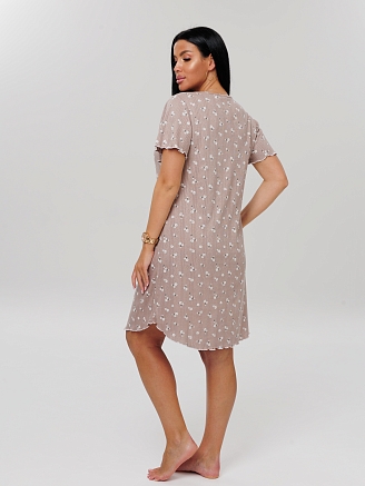 Женская сорочка Сор-111(Риб) / Какао (цветы)