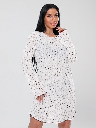 Женская сорочка Сор-109(Риб) / Белый (шоколадные сердечки)