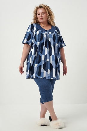 Женский костюм с бриджами 83607 / синий