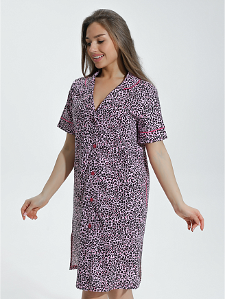 Женский халат Сансара / Леопард розовый