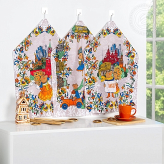 Набор полотенец рогожка / Московские мишки