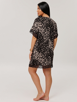 Женская сорочка Сор-112(Вис) / Черный (бежевый узор)