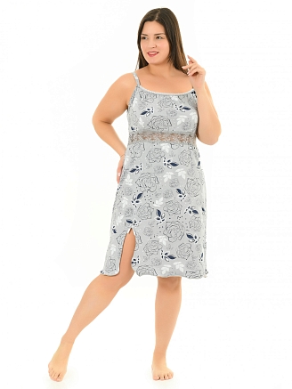 Женская ночная сорочка М-089 / розы серый