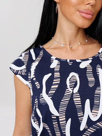 Женский костюм К-205(К) / Темно-синий (узоры)